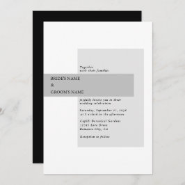 Modern Black & White Wedding Kaart