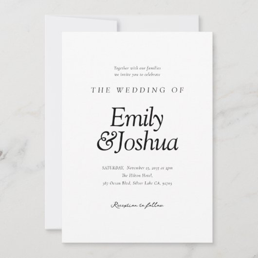 Modern Black & White Wedding Kaart (Voorkant)