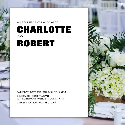 Modern Black White Wedding Kaart