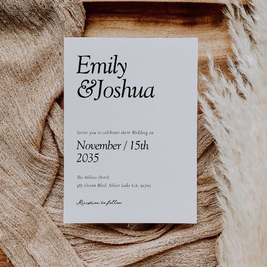 Modern Black & White Wedding Kaart