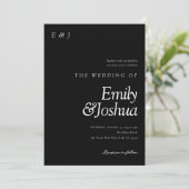 Modern Black & White Wedding Kaart (Staand voorkant)