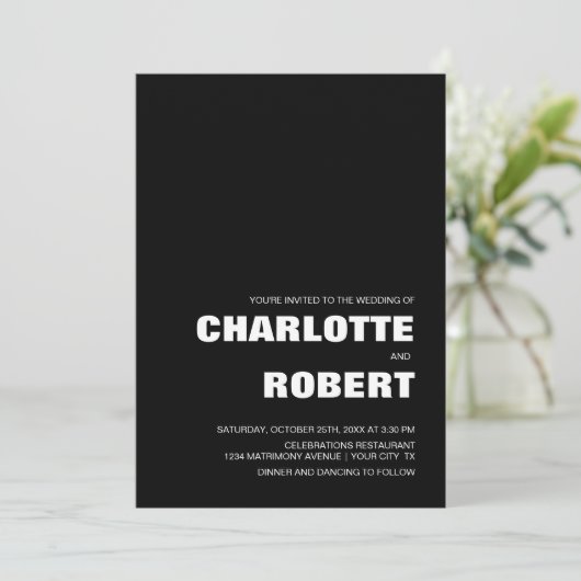 Modern Black White Wedding Kaart (Staand voorkant)