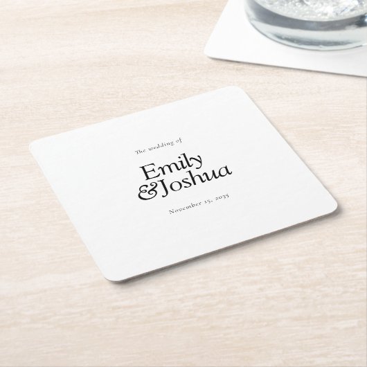 Modern Black & White Wedding Kartonnen Onderzetters (Schuin)