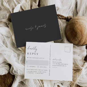 Modern Black & White Wedding Meal Choice RSVP Briefkaart