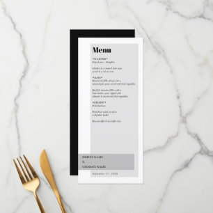 Modern Black & White Wedding Menu