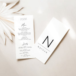 Modern Black White Wedding Menu & Guest Place Card Kaart