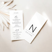 Modern Black White Wedding Menu & Guest Place Card Kaart