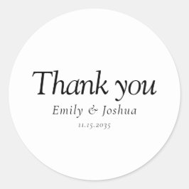 Modern Black & White Wedding Ronde Sticker