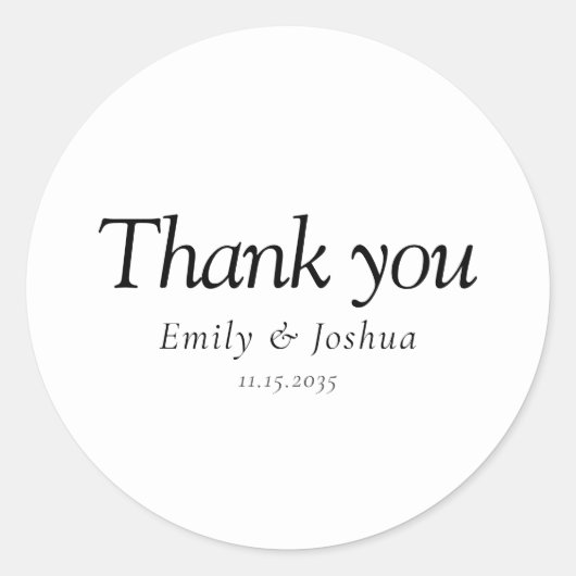 Modern Black & White Wedding Ronde Sticker (Voorkant)