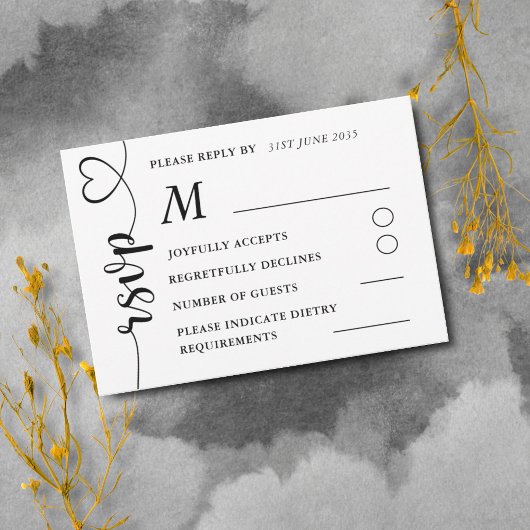 Modern Black & White Wedding RSVP