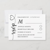 Modern Black & White Wedding RSVP (Voorkant)