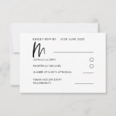 Modern Black & White Wedding RSVP (Achterkant)