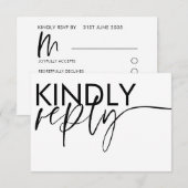Modern Black & White Wedding RSVP (Voorkant / Achterkant)