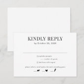 Modern Black White Wedding RSVP Kaart (Voorkant / Achterkant)