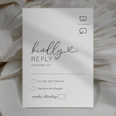 Modern Black White Wedding RSVP Kaart