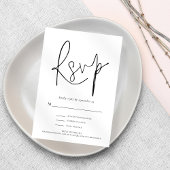 Modern Black White Wedding RSVP Kaart