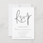 Modern Black White Wedding RSVP Kaart (Voorkant)