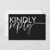Modern Black & White Wedding RSVP Kaartje (Voorkant)