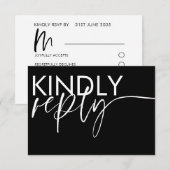 Modern Black & White Wedding RSVP Kaartje (Voorkant / Achterkant)