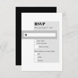 Modern Black & White Wedding RSVP Kaartje