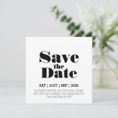 Modern Black White Wedding Save The Date (Staand voorkant)