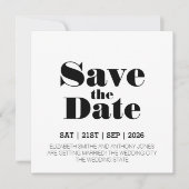 Modern Black White Wedding Save The Date (Voorkant)