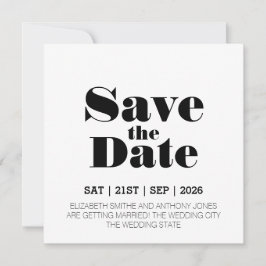 Modern Black White Wedding Save The Date
