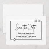 Modern Black White Wedding Save The Date (Voorkant / Achterkant)