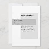 Modern Black & White Wedding Save The Date (Voorkant)