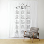 Modern Black White Wedding Seating Chart Backdrop Wandkleed (In situ)