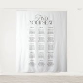 Modern Black White Wedding Seating Chart Backdrop Wandkleed (Voorkant)