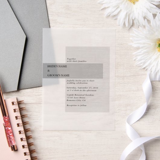 Modern Black & White Wedding Vellum Uitnodigingen (Huwelijk)