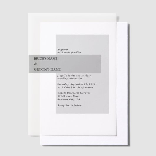 Modern Black & White Wedding Vellum Uitnodigingen (Offset)