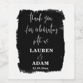 Modern Black & White Wedding Wijn Etiket (Enkel label)