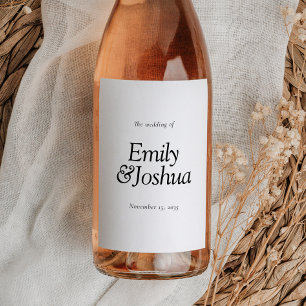 Modern Black & White Wedding Wijn Etiket