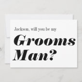 Modern Black White zal je mijn Groomsman zijn Kaart (Voorkant)