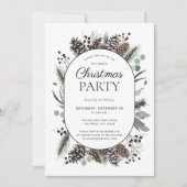 Modern Black Winter Pinecone kerstfeest Kaart (Voorkant)