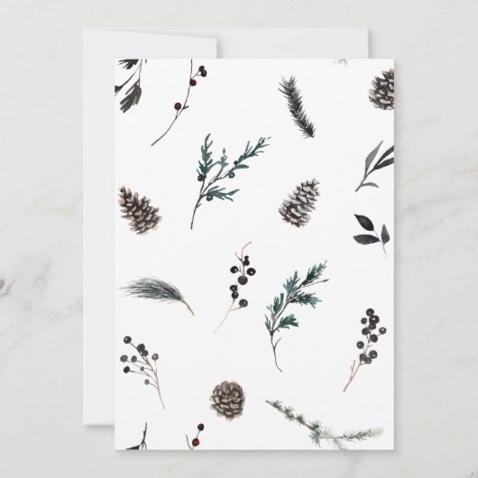 Modern Black Winter Pinecone kerstfeest Kaart (Achterkant)