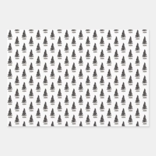 Modern Black Winter Pinecone Waterverf Inpakpapier Vel (Voorkant 3)