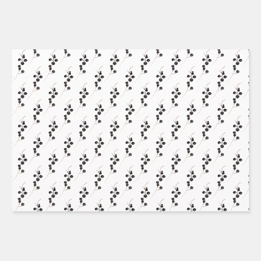 Modern Black Winter Pinecone Waterverf Inpakpapier Vel (Voorkant 2)