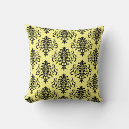 Modern Black Yellow Damask Pattern Kussen