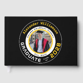 Modern Black Yellow Graduation Photo Gastenboek