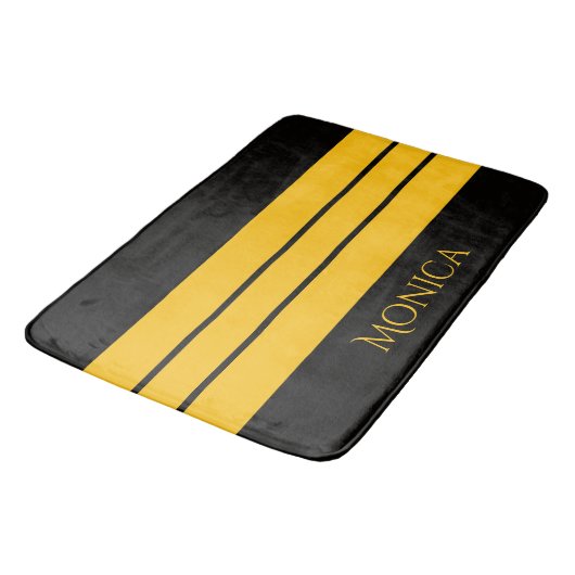  modern black &yellow  monogram name badmat (Gekanteld)