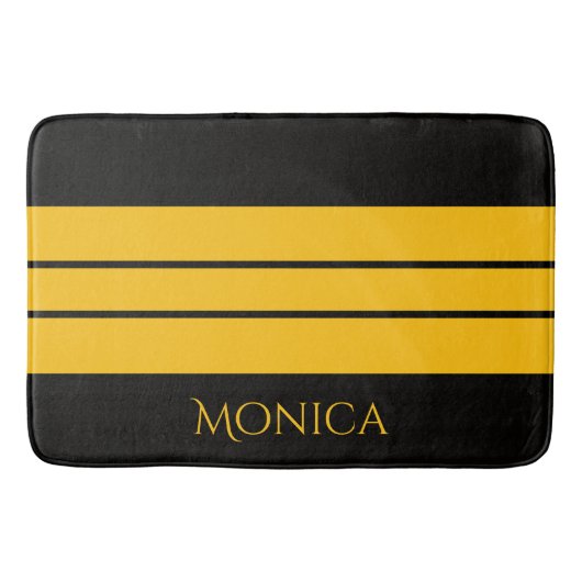  modern black &yellow  monogram name badmat (Voorkant)