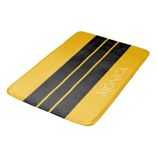  modern black &yellow  monogram name badmat (Gekanteld)
