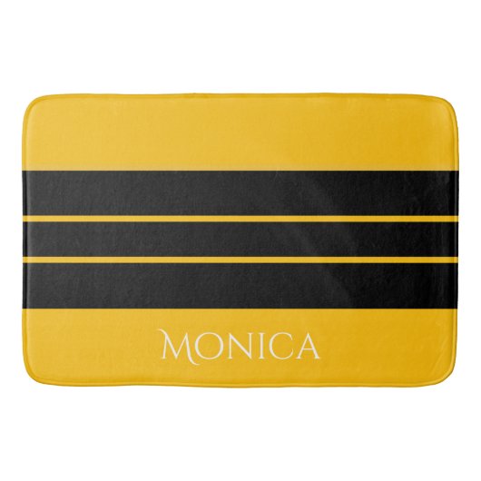  modern black &yellow  monogram name badmat (Voorkant)