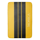  modern black &yellow  monogram name badmat (Voorkant Verticaal)