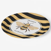 Modern Black Yellow Stripes Bee Birthday Party Papieren Bordje (Gekanteld)