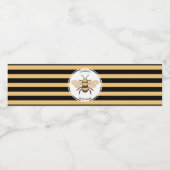 Modern Black Yellow Stripes Bee Birthday Party Waterfles Etiket (Enkel label)