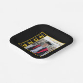 Modern Black Yellow White Graduation Photo Party Papieren Bordje (Gebogen)